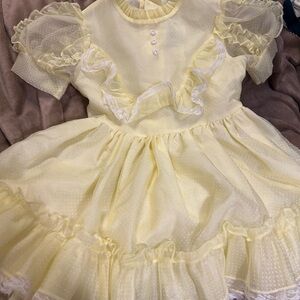 Vintage Jill Lynn Yellow Ruffle Kids Party EasterDress